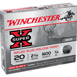 Winchester Super-X Rifled Slugs 20 GA, 2-3/4 in, 3/4oz, 1600 fps, 5 Rnd per Box