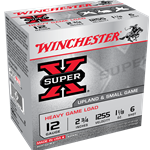 Winchester Super X Shotshell 12 GA, 2-3/4 in, No. 6, 1-1/8 oz, 1255 fps, 25 Rnd per Box