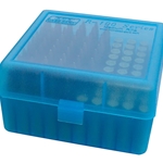 MTM FLIPTOP 100RD SMALL RIFLE AMMO CASE CLR BLUE