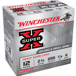 Winchester Super X Shotshell 12 GA, 2-3/4 in, No. 6, 1-1/8 oz, 1255 fps, 25 Rnd per Box