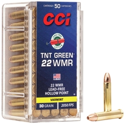 CCI 22 WMR, 30GR, TNT GREEN, Lead Free, 50 Rounds