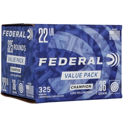 Federal 22 LR 36GR HV CHAMPION PLATED 325 RD BULK PACK