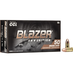 CCI BLAZER BRASS 9MM LUGER 115GR FMJ