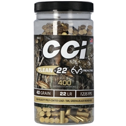 CCI CLEAN-22 REALTREE 22LR 40GR POLY COATED 400CT BOTTLE