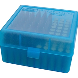 MTM FLIPTOP 100RD SMALL RIFLE AMMO CASE CLR BLUE