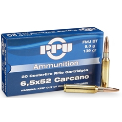 PPU PRVI 6.5×52 Carcano FMJBT 139 gr. 20RD